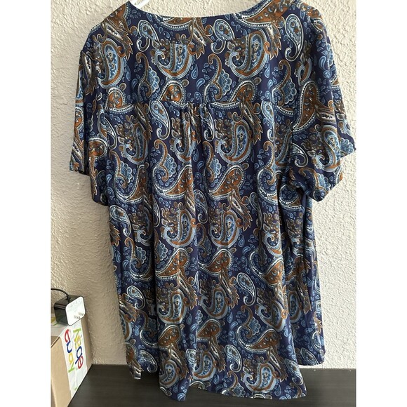(2) NWT Voianlimo 3x Blouse Paisley Flowy Summer Vacation Boho Church Comfort - Picture 5 of 11